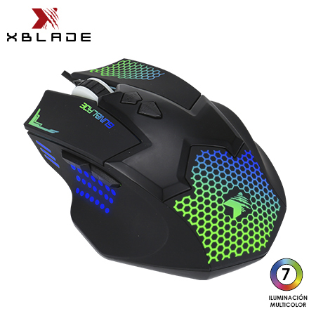 MOUSE XBLADE GAMING GUNBLADE 2400 DPI ILUMINACION MULTICOLOR BLACK (GXB-M418)